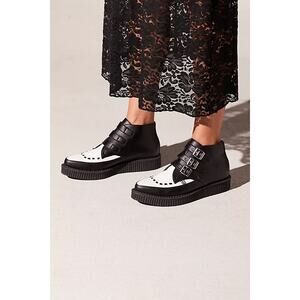 TUK 3 buckle pointed creeper boots black and white unisex sz 9W 7M NWOT